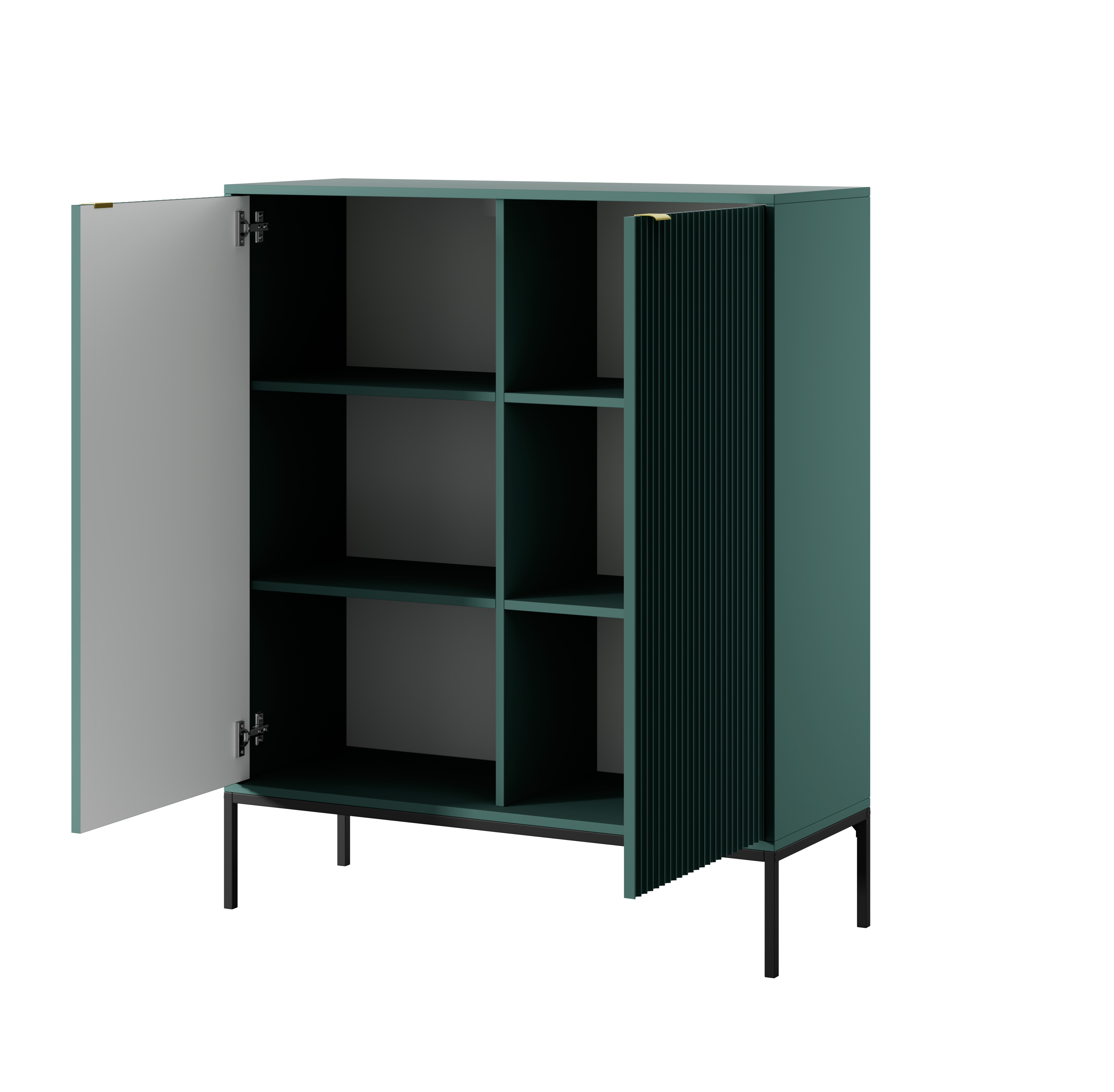 Komoda LINEA 104 cm wysoka do salonu sypialni zielona czarny stelaż złoty uchwyt Komoda LINEA 104 cm wysoka do salonu sypialni zielona czarny stelaż złoty uchwyt
