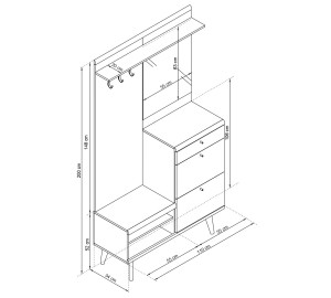 Garderoba FENDRO 110 cm z lustrem do przedpokoju | dąb riviera, biały