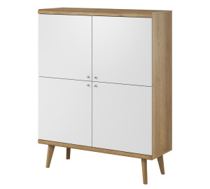 Komoda FENDRO 107 cm, wysoka, do salonu sypialni | dąb riviera, biały