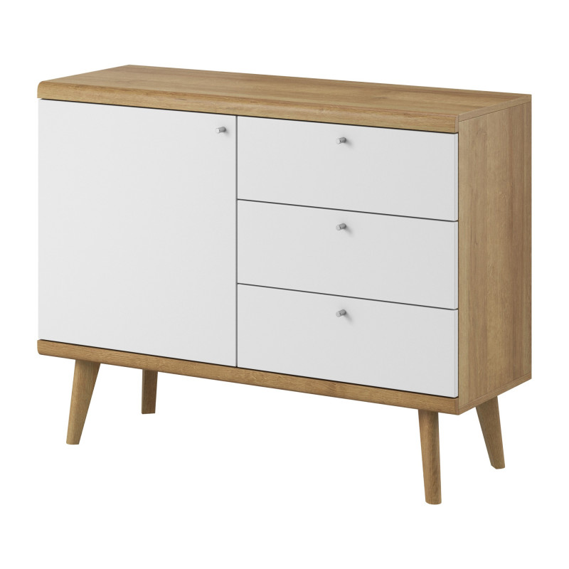 Komoda FENDRO 107 cm do salonu sypialni | dąb riviera, biały Komoda FENDRO 107 cm do salonu sypialni | dąb riviera, biały