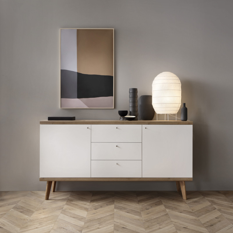 Komoda FENDRO 160 cm do salonu sypialni | dąb riviera, biały