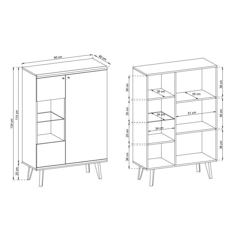 Witryna FENDRO 90 cm do salonu | dąb riviera, biały Witryna FENDRO 90 cm do salonu | dąb riviera, biały