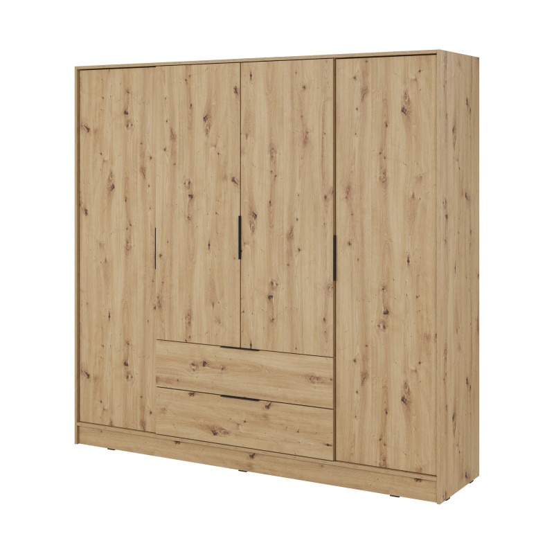 Szafa uchylna MARSILO 206 cm czterodrzwiowa z szufladami | dąb artisan