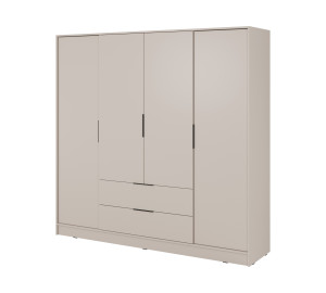 Szafa uchylna MARSILO 206 cm czterodrzwiowa z szufladami | kaszmir