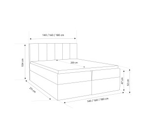 Łóżko kontynentalne SENVO z pojemnikiem na pościel 160x200 cm do sypialni | różowe Manila 09