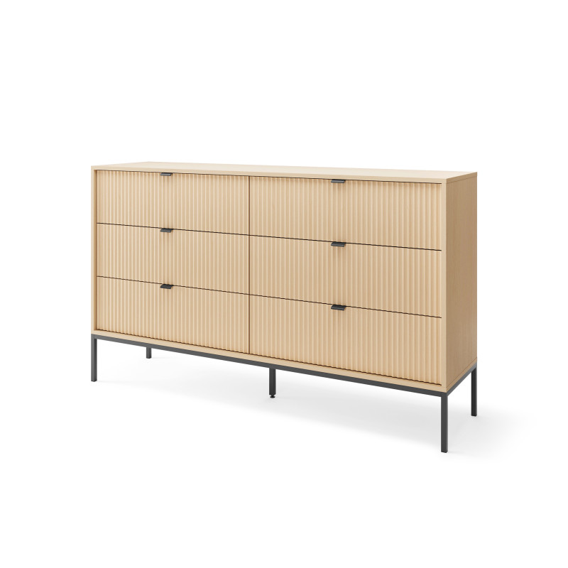 Komoda LINEA 154 cm 6 szuflad do salonu sypialni dąb czarny stelaż Komoda LINEA 154 cm 6 szuflad do salonu sypialni dąb czarny stelaż