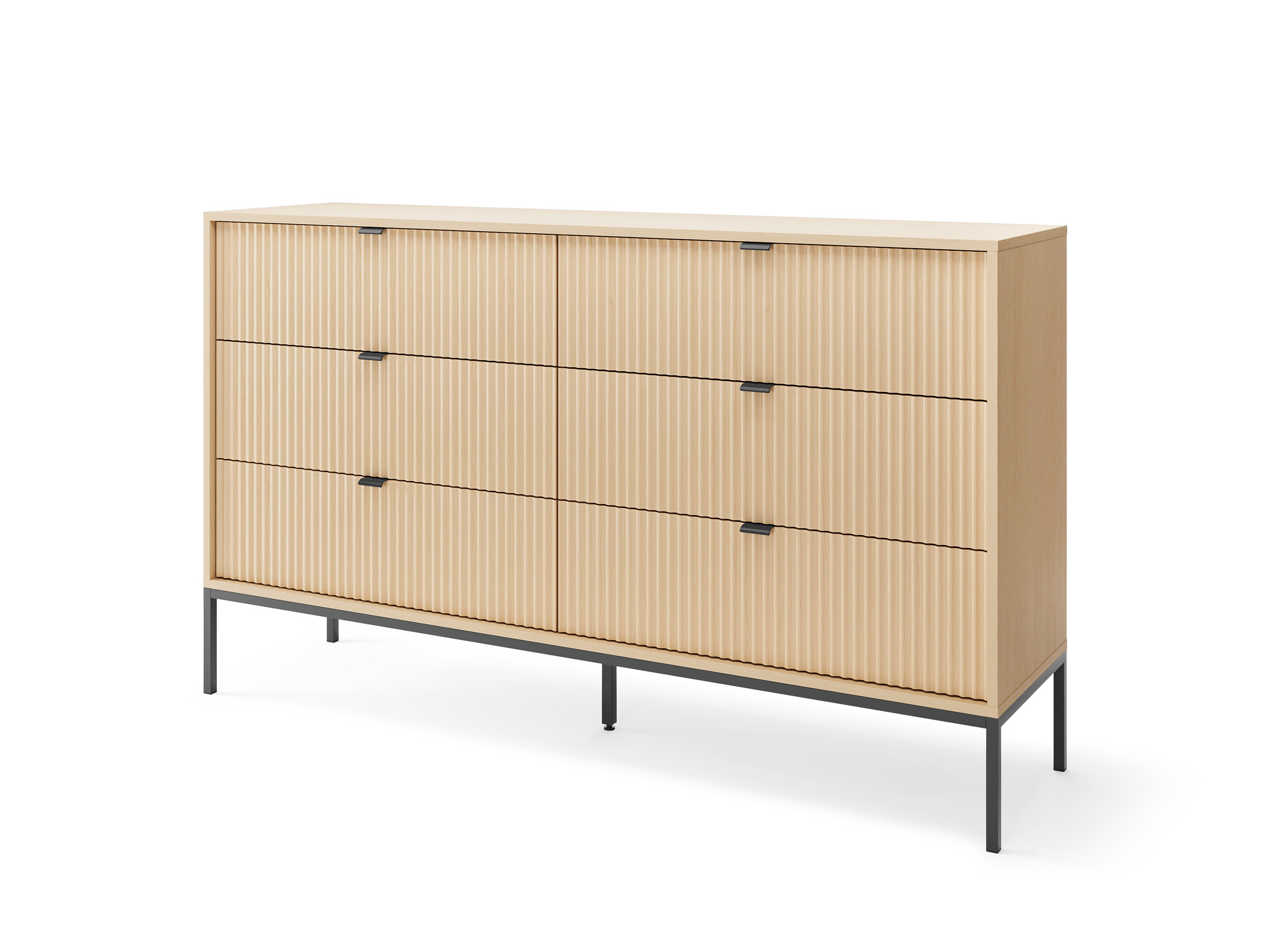 Komoda LINEA 154 cm 6 szuflad do salonu sypialni dąb czarny stelaż Komoda LINEA 154 cm 6 szuflad do salonu sypialni dąb czarny stelaż