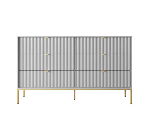 Komoda LINEA 154 cm 6 szuflad do salonu sypialni szara złoty stelaż Komoda LINEA 154 cm 6 szuflad do salonu sypialni szara złoty stelaż