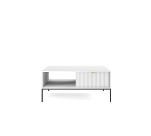 Stolik kawowy ława LINEA 104 cm do salonu biały czarny stelaż Stolik kawowy ława LINEA 104 cm do salonu biały czarny stelaż