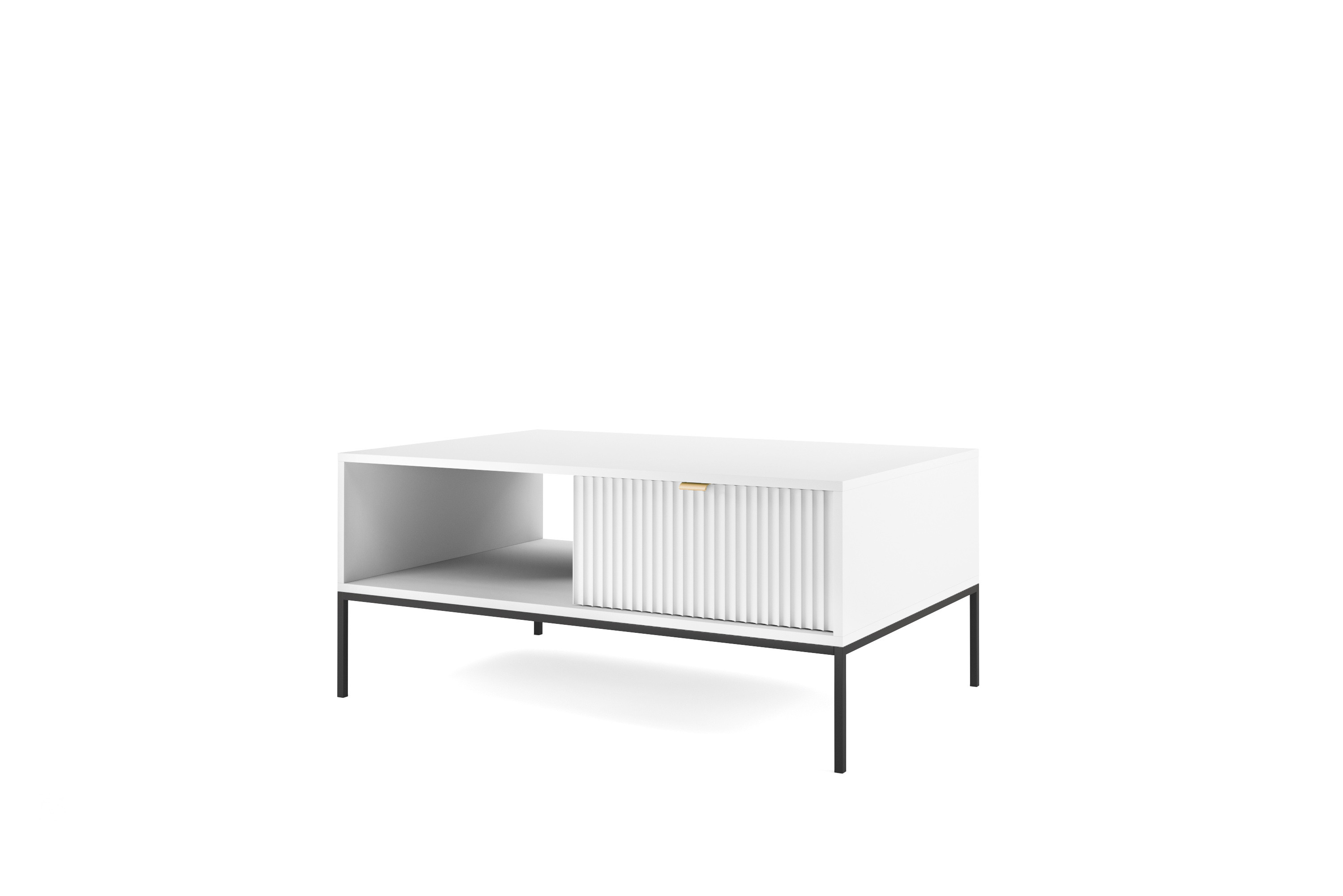 Stolik kawowy ława LINEA 104 cm do salonu biały czarny stelaż Stolik kawowy ława LINEA 104 cm do salonu biały czarny stelaż