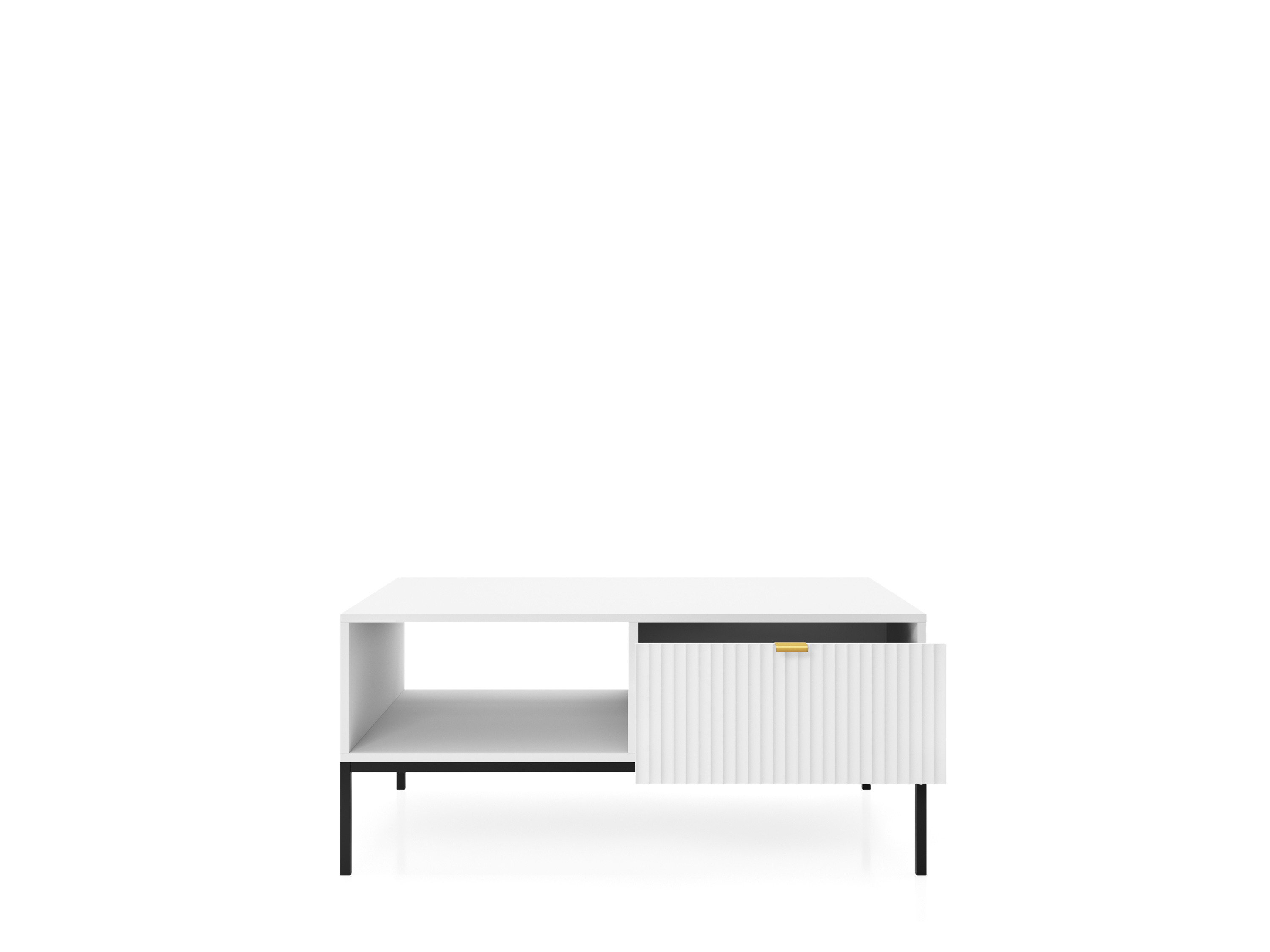 Stolik kawowy ława LINEA 104 cm do salonu biały czarny stelaż Stolik kawowy ława LINEA 104 cm do salonu biały czarny stelaż