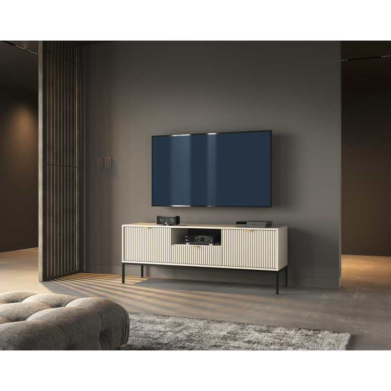 Szafka RTV LINEA 154 cm do salonu kaszmir czarny stelaż Szafka RTV LINEA 154 cm do salonu kaszmir czarny stelaż