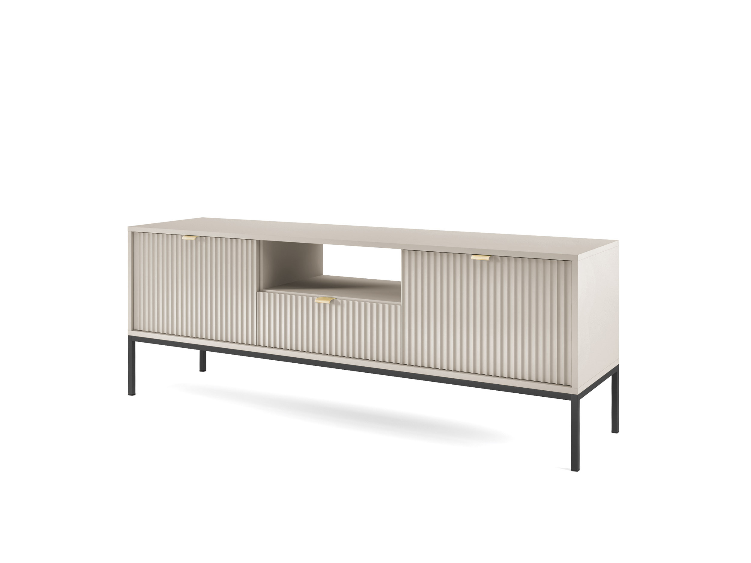 Szafka RTV LINEA 154 cm do salonu kaszmir czarny stelaż Szafka RTV LINEA 154 cm do salonu kaszmir czarny stelaż