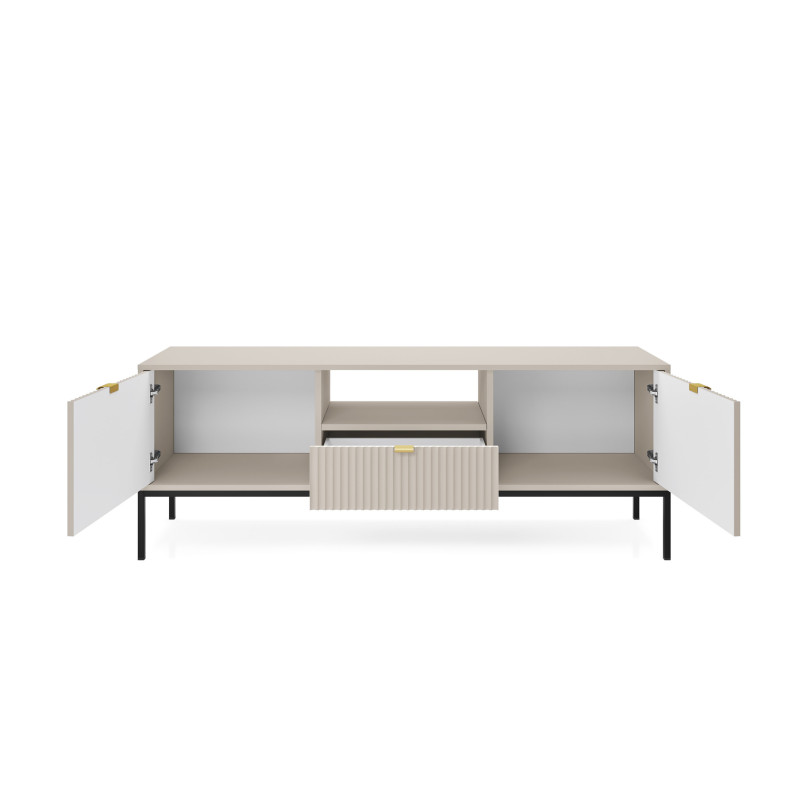 Szafka RTV LINEA 154 cm do salonu kaszmir czarny stelaż Szafka RTV LINEA 154 cm do salonu kaszmir czarny stelaż