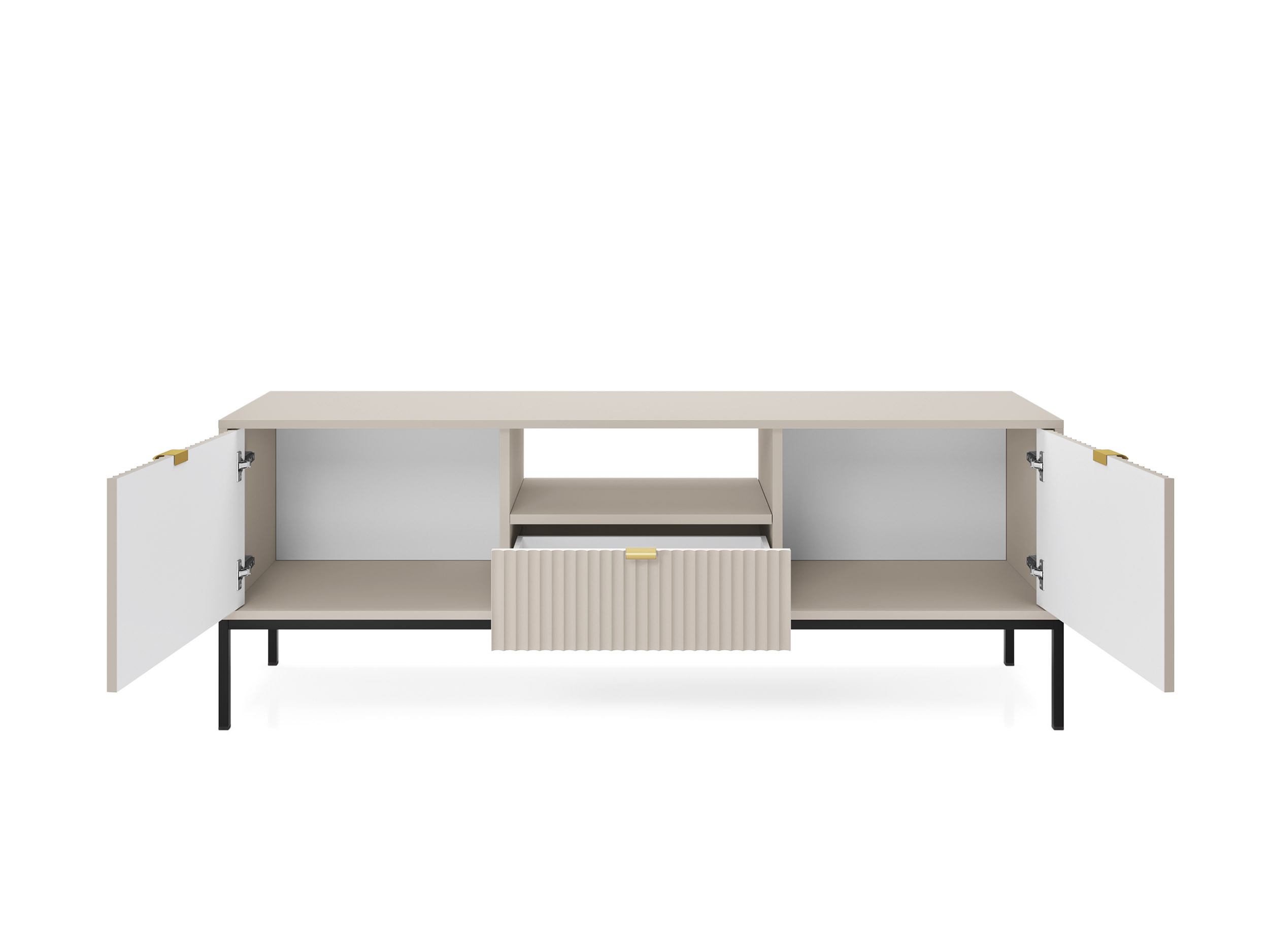 Szafka RTV LINEA 154 cm do salonu kaszmir czarny stelaż Szafka RTV LINEA 154 cm do salonu kaszmir czarny stelaż