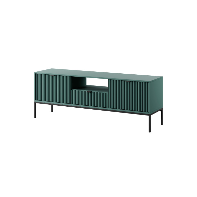 Szafka RTV LINEA 154 cm do salonu zielona czarny stelaż czarny uchwyt Szafka RTV LINEA 154 cm do salonu zielona czarny stelaż czarny uchwyt