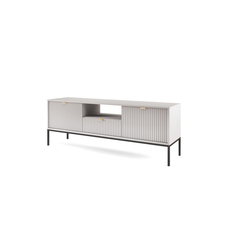 Szafka RTV LINEA 154 cm do salonu szara czarny stelaż Szafka RTV LINEA 154 cm do salonu szara czarny stelaż