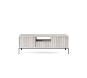 Szafka RTV LINEA 154 cm do salonu szara czarny stelaż Szafka RTV LINEA 154 cm do salonu szara czarny stelaż