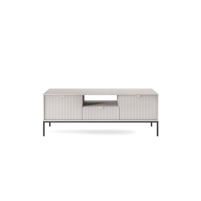 Szafka RTV LINEA 154 cm do salonu szara czarny stelaż Szafka RTV LINEA 154 cm do salonu szara czarny stelaż