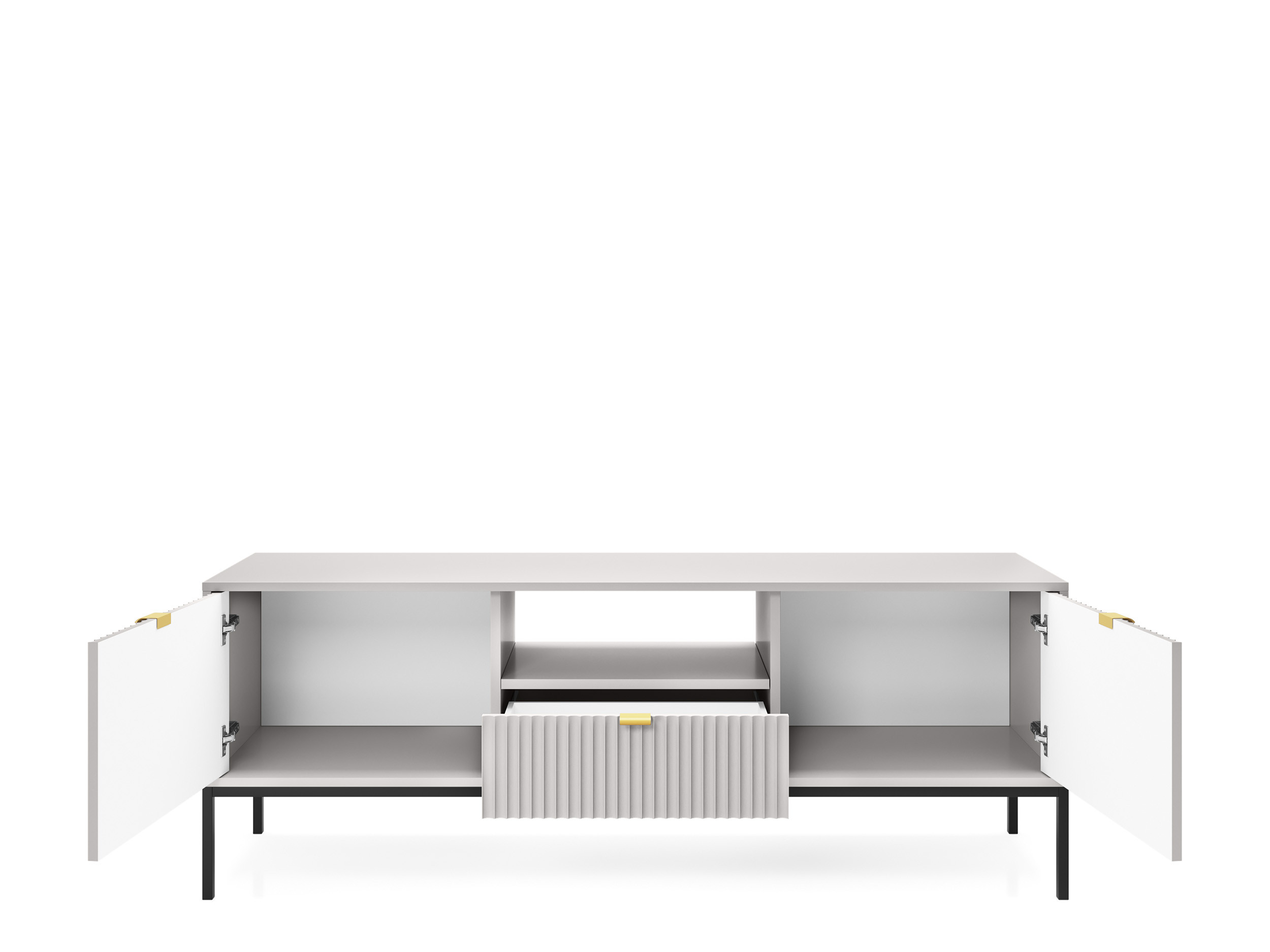 Szafka RTV LINEA 154 cm do salonu szara czarny stelaż Szafka RTV LINEA 154 cm do salonu szara czarny stelaż