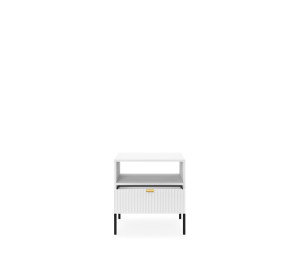 Szafka nocna stolik nocny LINEA 54cm do sypialni biała czarny stelaż Szafka nocna stolik nocny LINEA 54cm do sypialni biała czarny stelaż