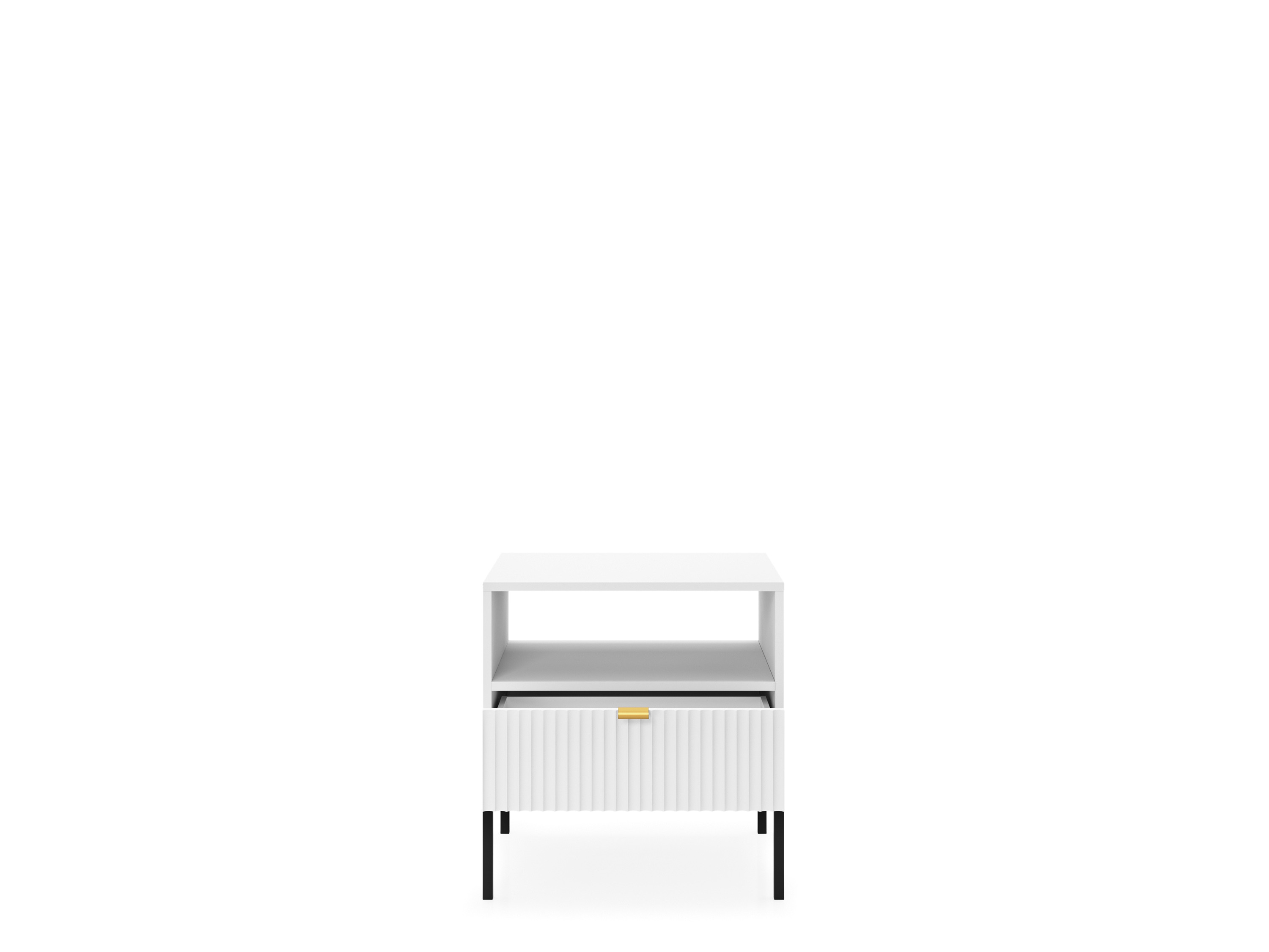 Szafka nocna stolik nocny LINEA 54cm do sypialni biała czarny stelaż Szafka nocna stolik nocny LINEA 54cm do sypialni biała czarny stelaż