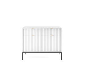 Komoda Linea 104 cm do salonu sypialni biała czarny stelaż