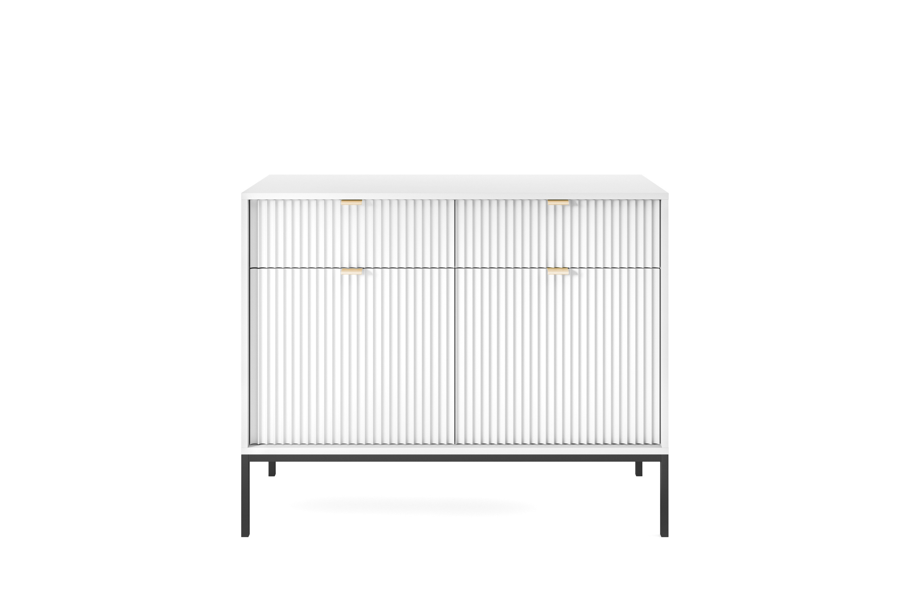 Komoda Linea 104 cm do salonu sypialni biała czarny stelaż