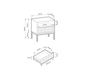 Szafka nocna stolik nocny LINEA 54cm do sypialni kaszmir czarny stelaż Szafka nocna stolik nocny LINEA 54cm do sypialni kaszmir czarny stelaż