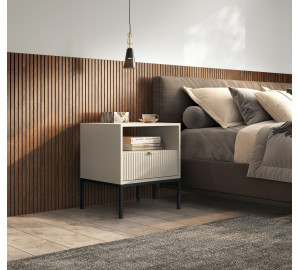 Szafka nocna stolik nocny LINEA 54cm do sypialni kaszmir czarny stelaż