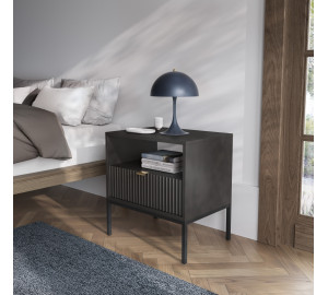Szafka nocna stolik nocny LINEA 54cm do sypialni czarna czarny stelaż