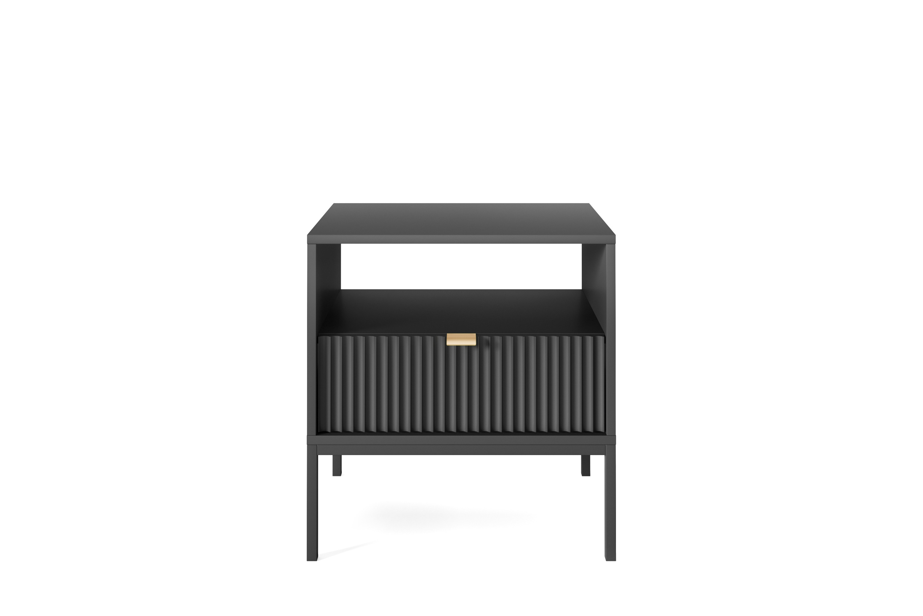 Szafka nocna stolik nocny LINEA 54cm do sypialni czarna czarny stelaż