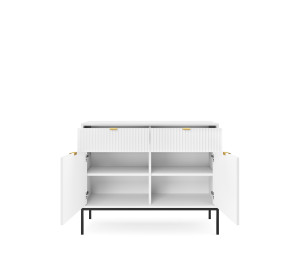 Komoda Linea 104 cm do salonu sypialni biała czarny stelaż