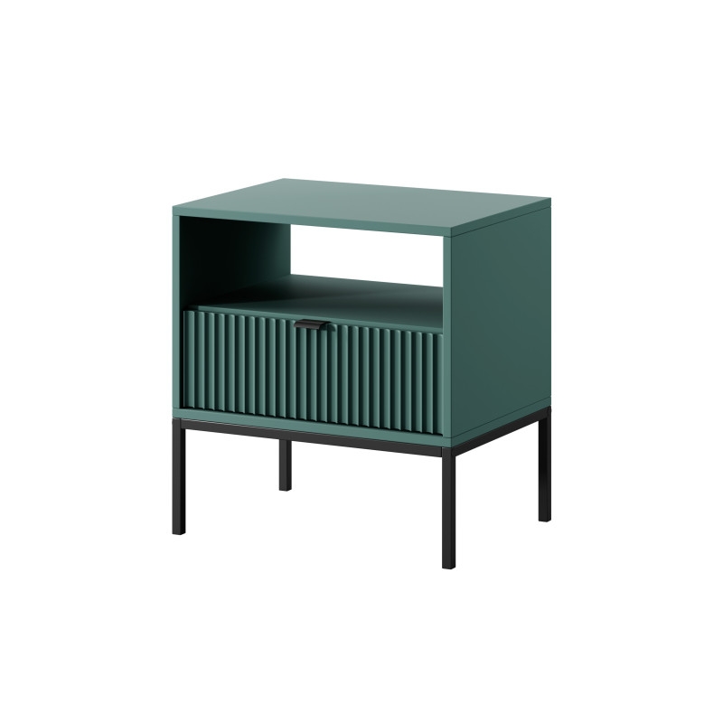 Szafka nocna stolik nocny LINEA 54cm do sypialni zielona czarny stelaż czarny uchwyt Szafka nocna stolik nocny LINEA 54cm do sypialni zielona czarny stelaż czarny uchwyt
