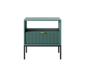 Szafka nocna stolik nocny LINEA 54cm do sypialni zielona czarny stelaż złoty uchwyt Szafka nocna stolik nocny LINEA 54cm do sypialni zielona czarny stelaż złoty uchwyt
