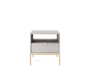 Szafka nocna stolik nocny LINEA 54cm do sypialni szara złoty stelaż Szafka nocna stolik nocny LINEA 54cm do sypialni szara złoty stelaż