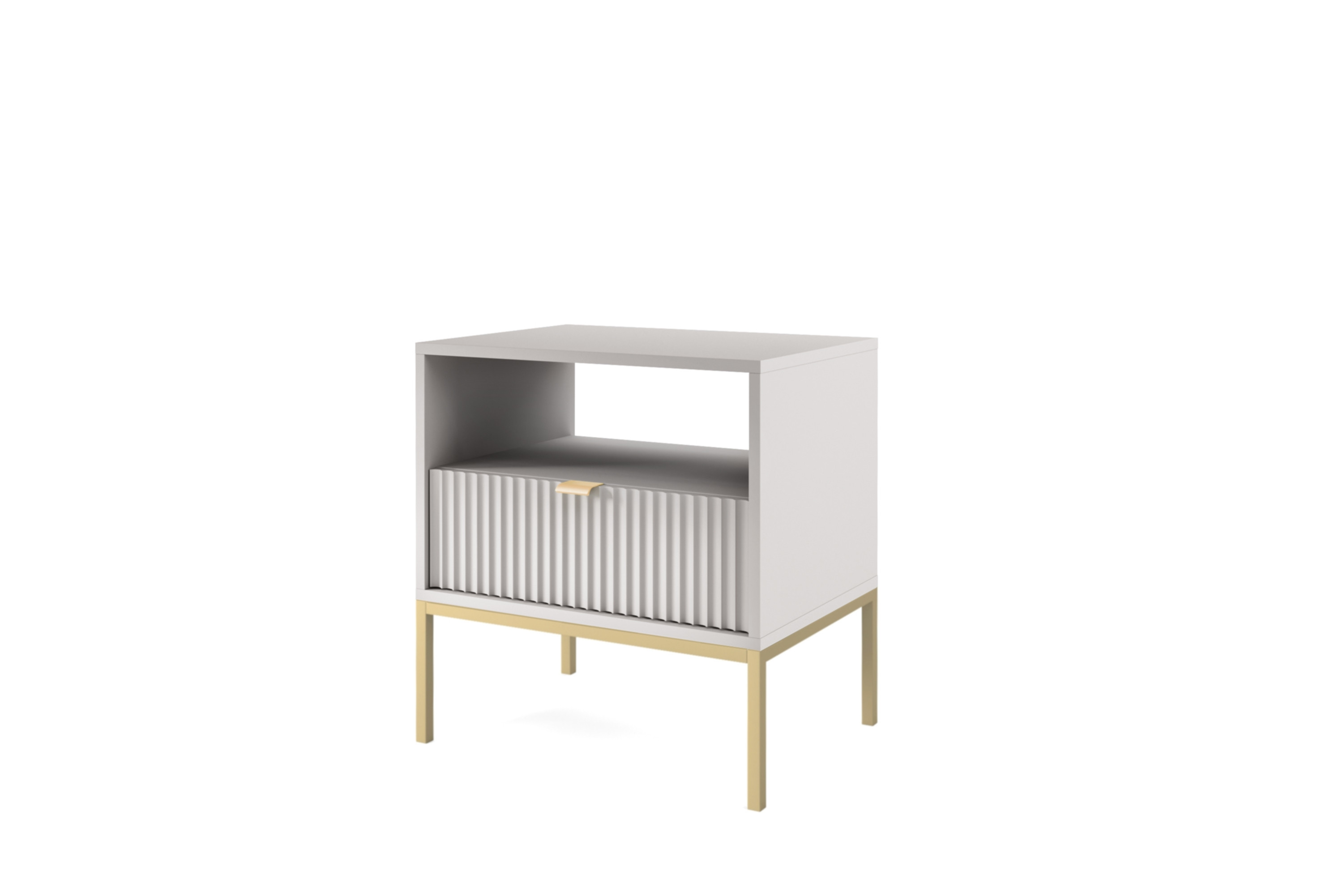 Szafka nocna stolik nocny LINEA 54cm do sypialni szara złoty stelaż Szafka nocna stolik nocny LINEA 54cm do sypialni szara złoty stelaż