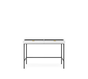 Toaletka biurko do makijażu LINEA 104 cm do sypialni biała czarny stelaż