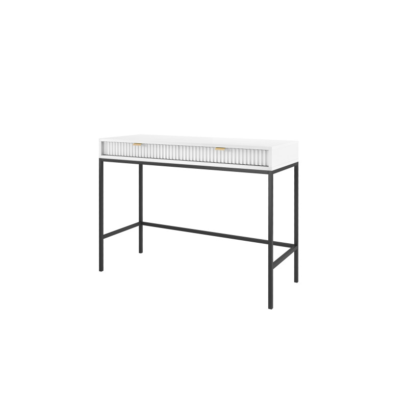 Toaletka biurko do makijażu LINEA 104 cm do sypialni biała czarny stelaż