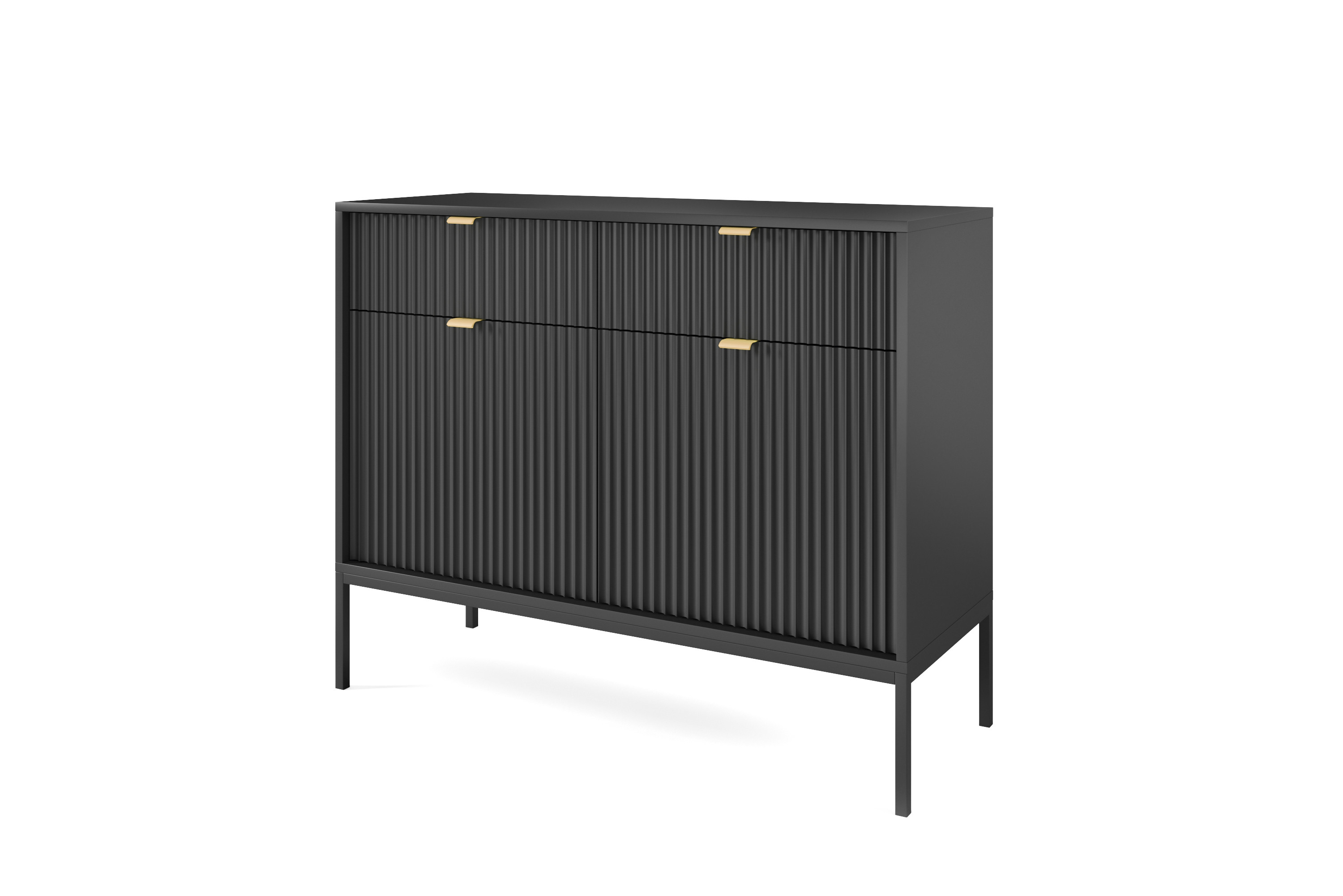 Komoda Linea 104 cm do salonu sypialni czarna czarny stelaż