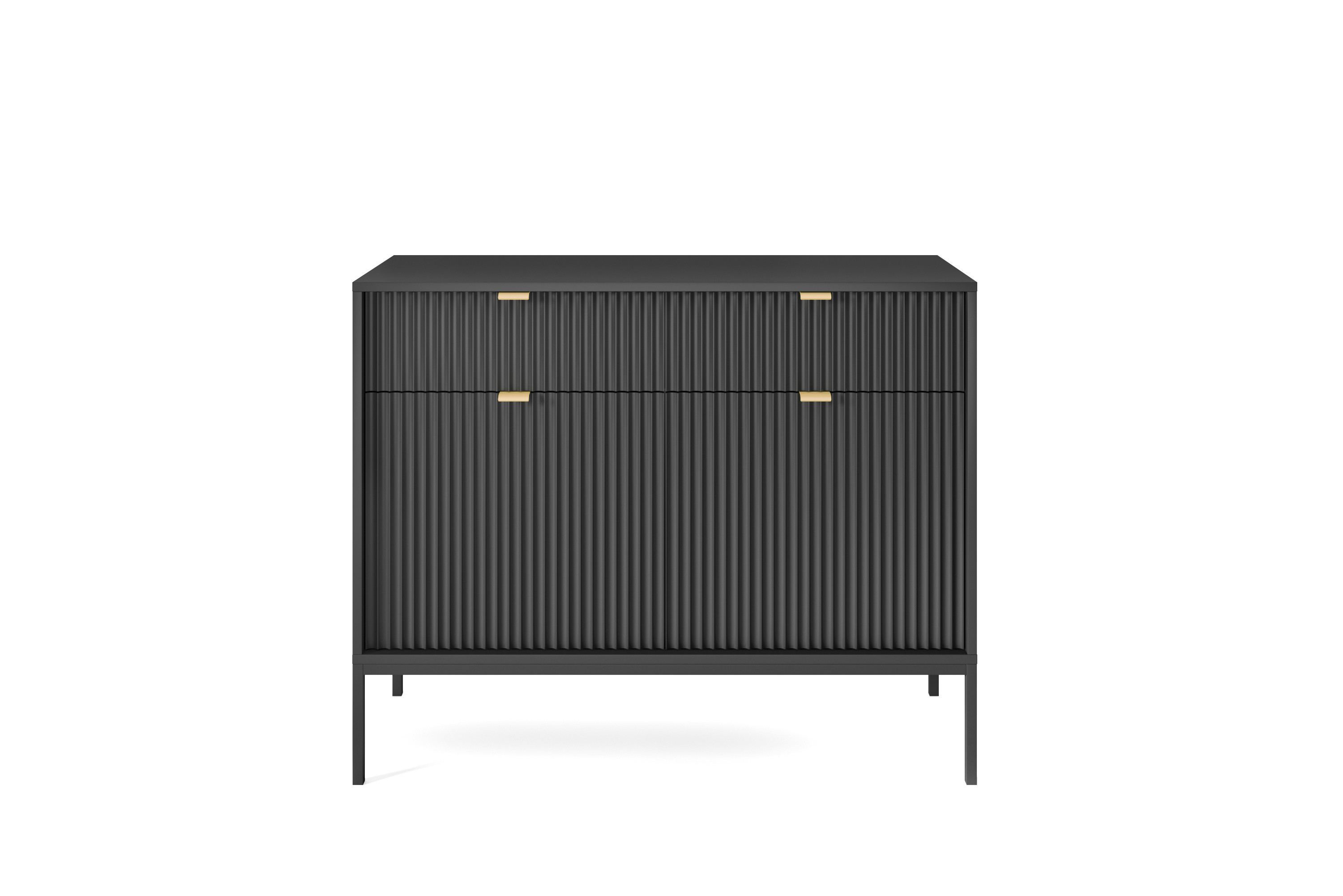 Komoda Linea 104 cm do salonu sypialni czarna czarny stelaż