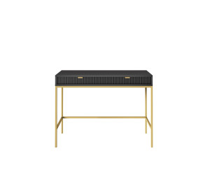 Toaletka biurko do makijażu LINEA 104 cm do sypialni czarna złoty stelaż Toaletka biurko do makijażu LINEA 104 cm do sypialni czarna złoty stelaż