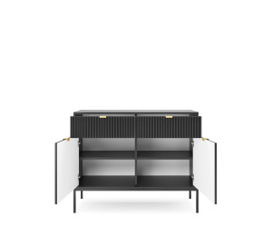 Komoda Linea 104 cm do salonu sypialni czarna czarny stelaż
