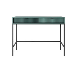 Toaletka biurko do makijażu LINEA 104 cm do sypialni zielona czarny stelaż czarny uchwyt