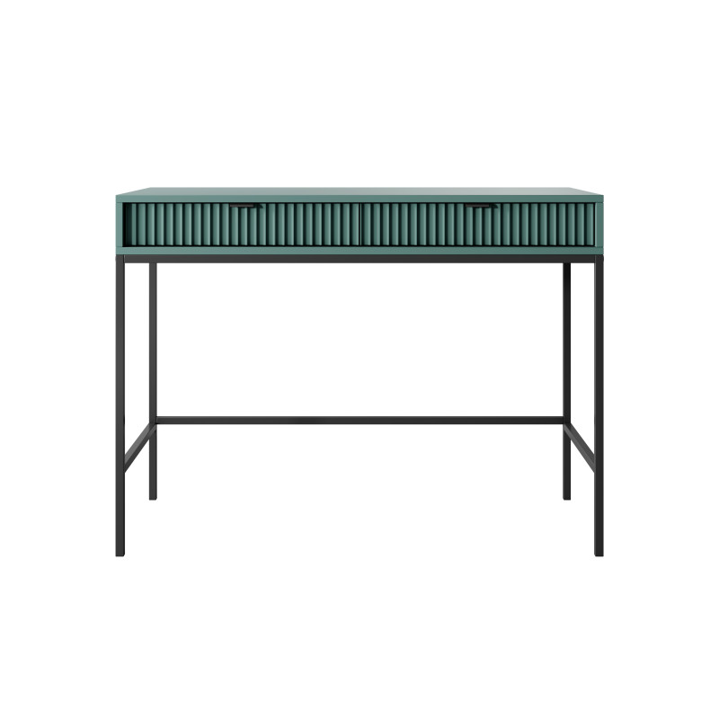 Toaletka biurko do makijażu LINEA 104 cm do sypialni zielona czarny stelaż czarny uchwyt