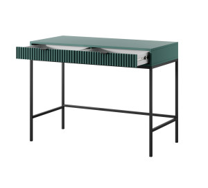 Toaletka biurko do makijażu LINEA 104 cm do sypialni zielona czarny stelaż czarny uchwyt