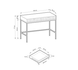 Toaletka biurko do makijażu LINEA 104 cm do sypialni zielona czarny stelaż czarny uchwyt