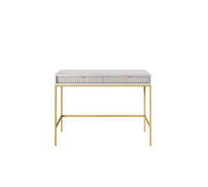 Toaletka biurko do makijażu LINEA 104 cm do sypialni szara złoty stelaż Toaletka biurko do makijażu LINEA 104 cm do sypialni szara złoty stelaż