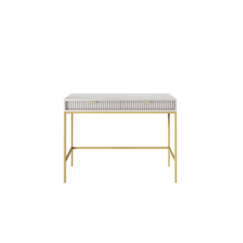 Toaletka biurko do makijażu LINEA 104 cm do sypialni szara złoty stelaż Toaletka biurko do makijażu LINEA 104 cm do sypialni szara złoty stelaż