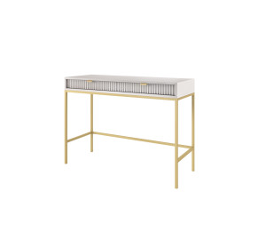 Toaletka biurko do makijażu LINEA 104 cm do sypialni szara złoty stelaż